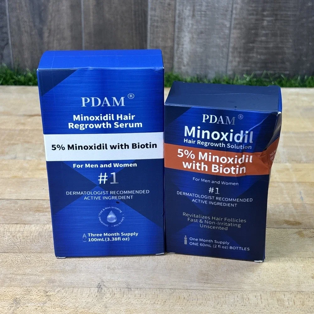 PDAM 5% Minoxidil Hair Regrowth Serum Lot 2 Biotin 160ml Sealed Men Women